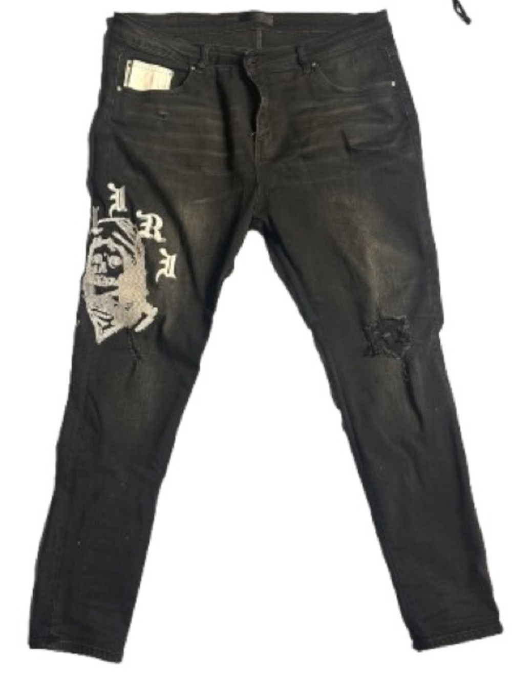AMIRI Black Skinny Jeans with White Graphic Detailing - Men's - Picture 3 of 16